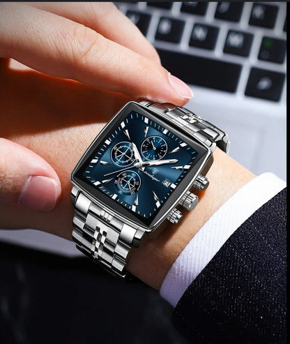 Poedagar Montre Carrée pour Hommes en Acier Inoxydable - Collection Élégance et Fonctionnalité